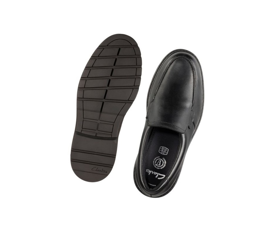 Clarks Loxham Grove Leder Slip On Schuhe Jungen Schwarz | MXRK59732