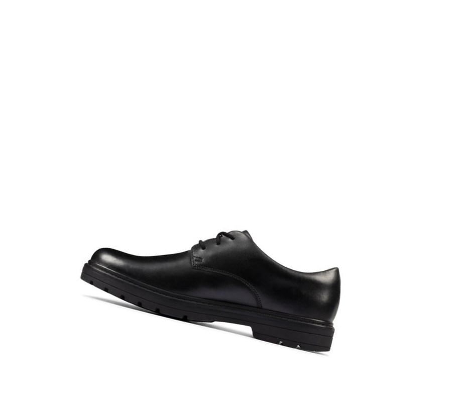 Clarks Loxham Leder Schulschuhe Mädchen Schwarz | RUWN43601