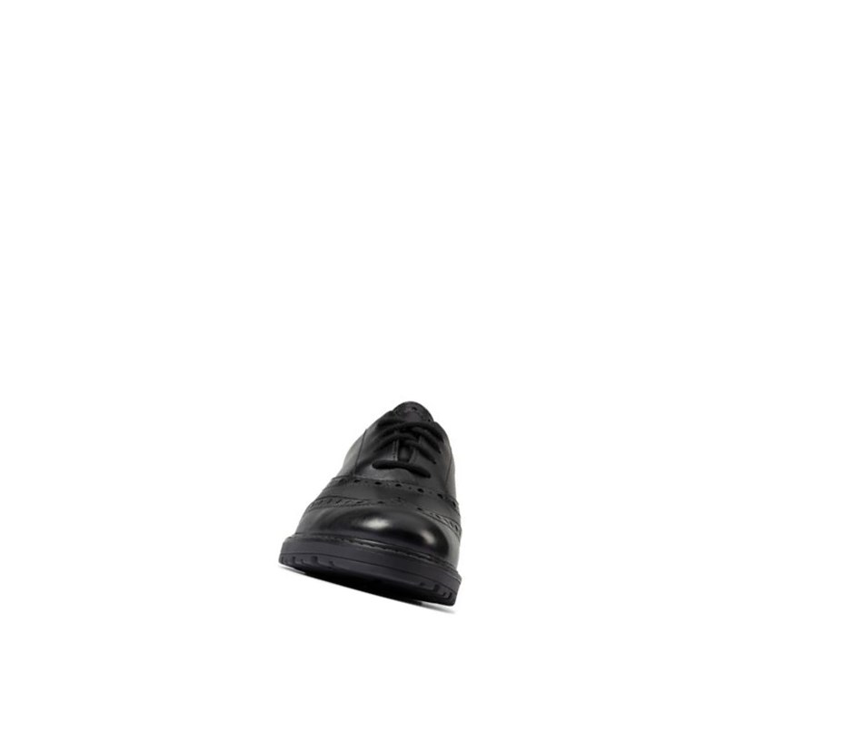 Clarks Loxham Leder Schulschuhe Mädchen Schwarz | VKIO10258