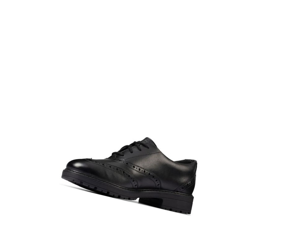 Clarks Loxham Leder Schulschuhe Mädchen Schwarz | VKIO10258