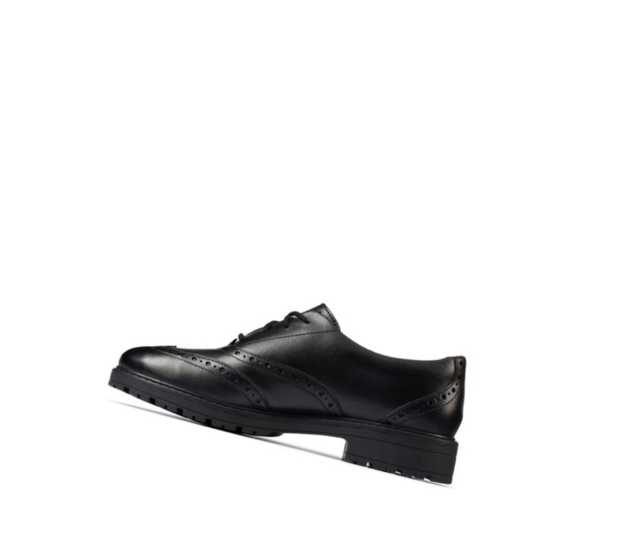 Clarks Loxham Leder Schulschuhe Mädchen Schwarz | VKIO10258