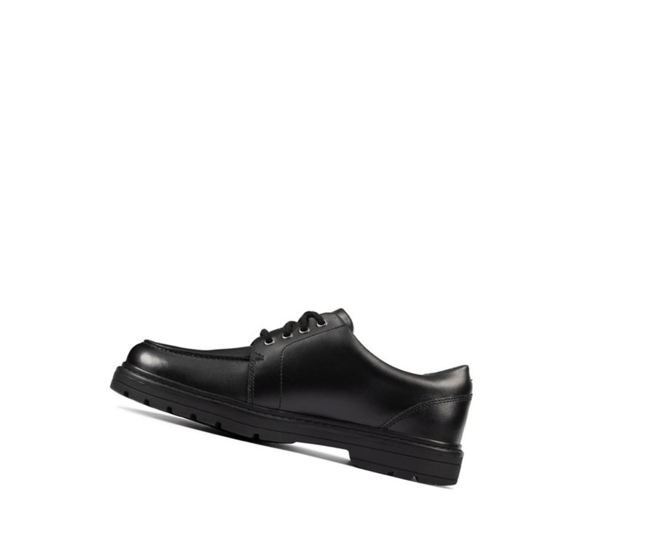 Clarks Loxham Pace Leder Schulschuhe Mädchen Schwarz | OYWL74251