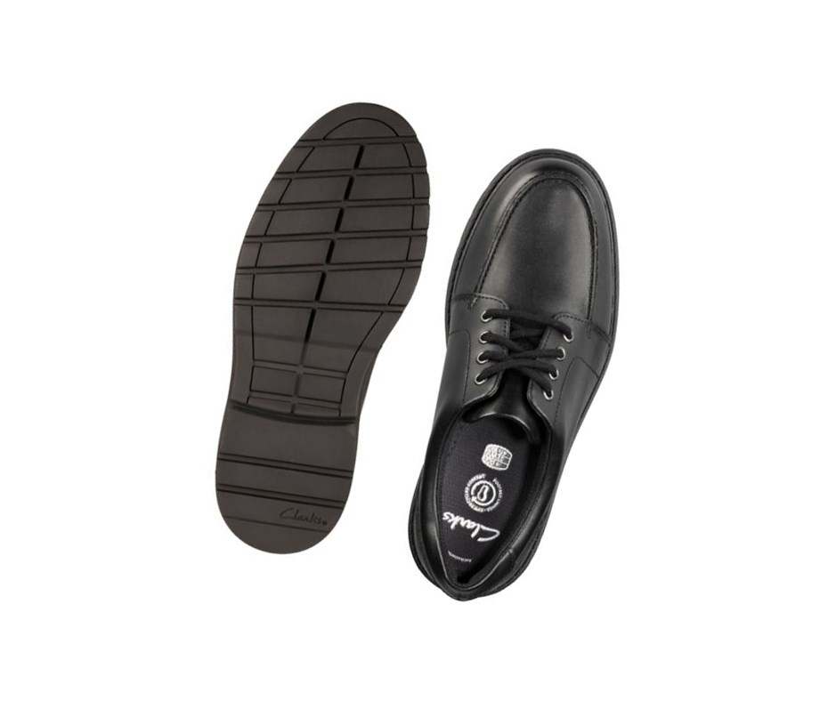 Clarks Loxham Pace Leder Schulschuhe Mädchen Schwarz | OYWL74251