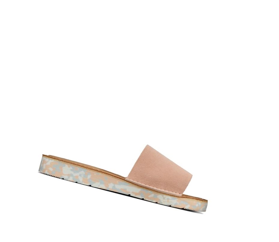 Clarks Lunan Badelatschen Wildleder Badelatschen Damen Hellrosa | TAEZ48960