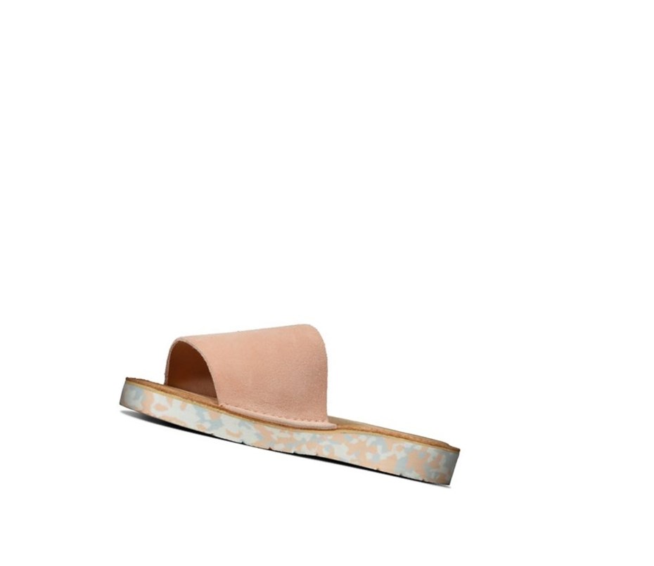 Clarks Lunan Badelatschen Wildleder Flache Sandalen Damen Hellrosa | JBTY74523