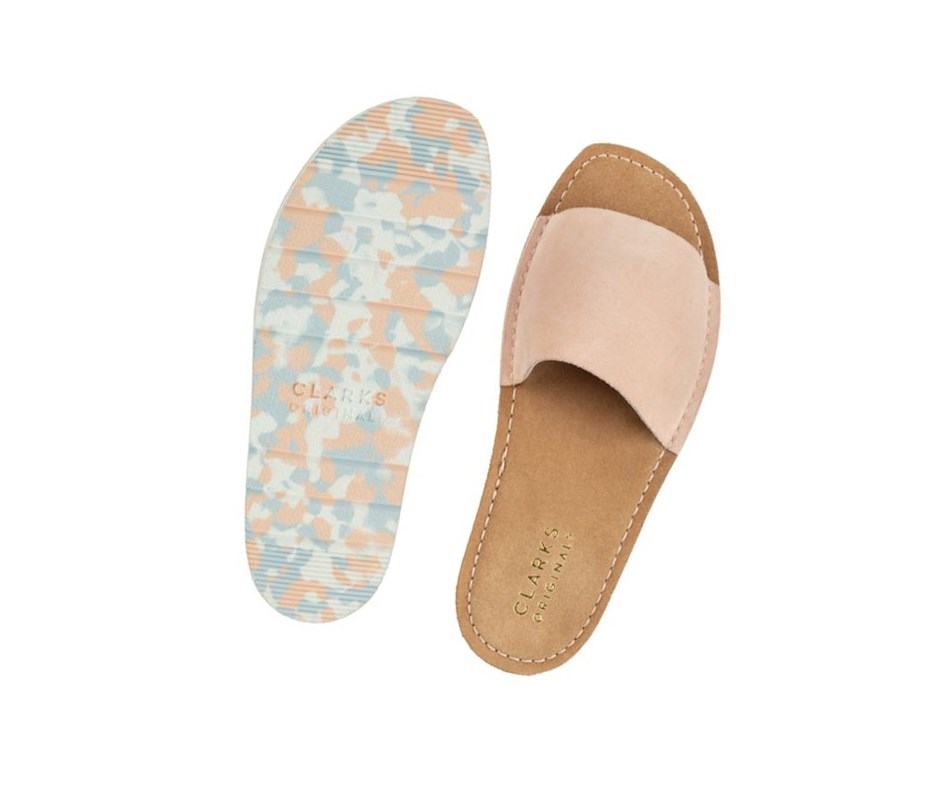 Clarks Lunan Badelatschen Wildleder Flache Sandalen Damen Hellrosa | JBTY74523
