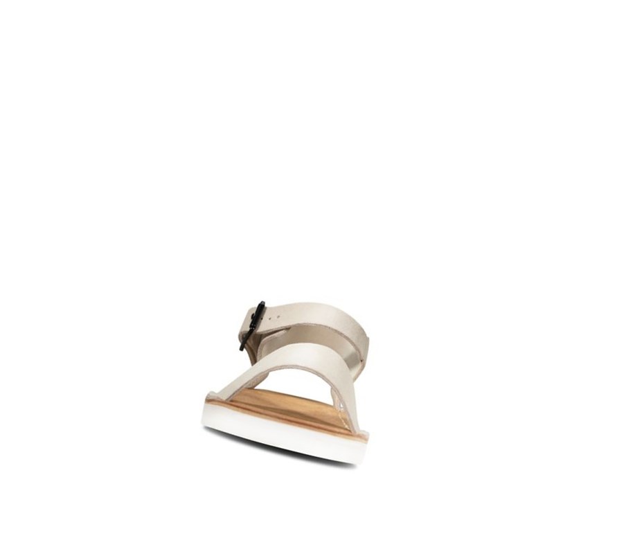 Clarks Lunan Riemen. Wildleder Flache Sandalen Damen Weiß | FERM47160