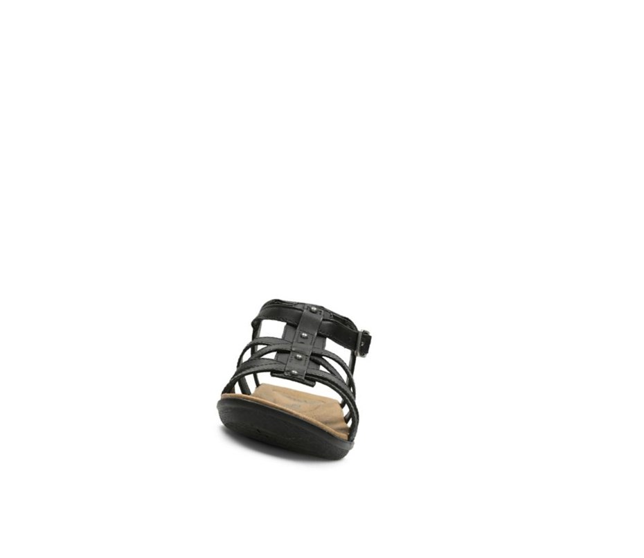 Clarks Manilla Bonita Leder Flache Sandalen Damen Schwarz | KMCR83209