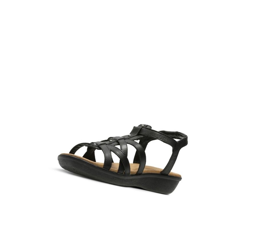 Clarks Manilla Bonita Leder Flache Sandalen Damen Schwarz | KMCR83209
