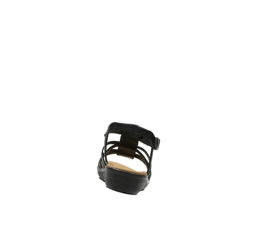Clarks Manilla Bonita Leder Flache Sandalen Damen Schwarz | KMCR83209