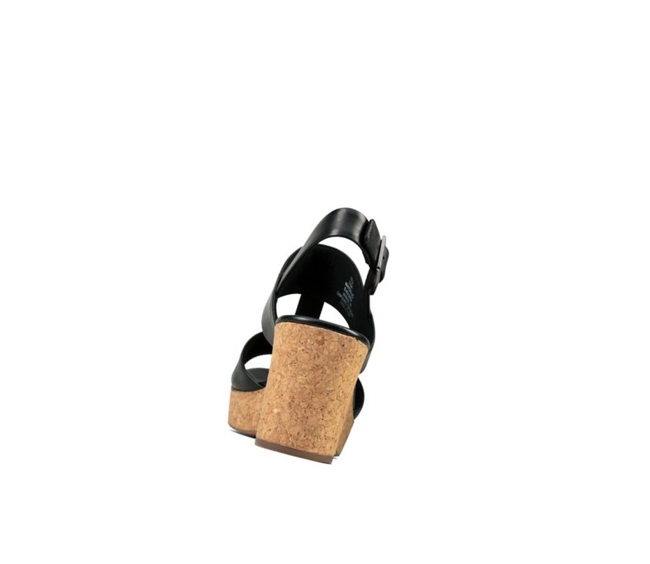 Clarks Maritsa Glad Leder Keilabsatz Sandalen Damen Schwarz | HOGR69081