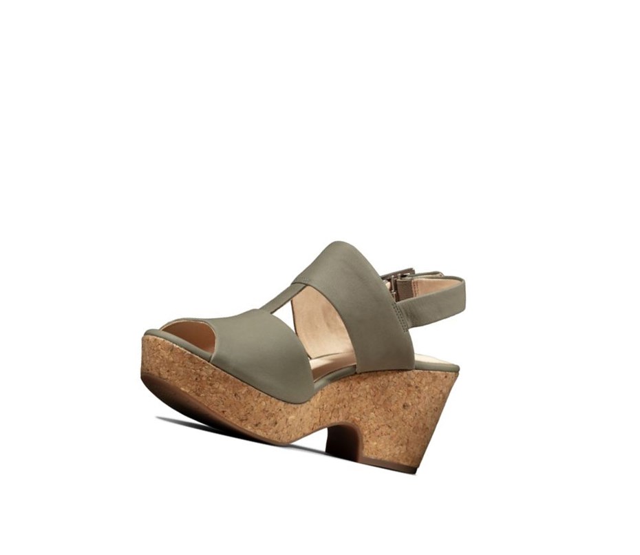 Clarks Maritsa Glad Wildleder Sandalen Absatz Damen Olivgrün | OFTK36752