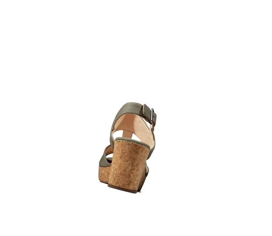 Clarks Maritsa Glad Wildleder Sandalen Absatz Damen Olivgrün | OFTK36752