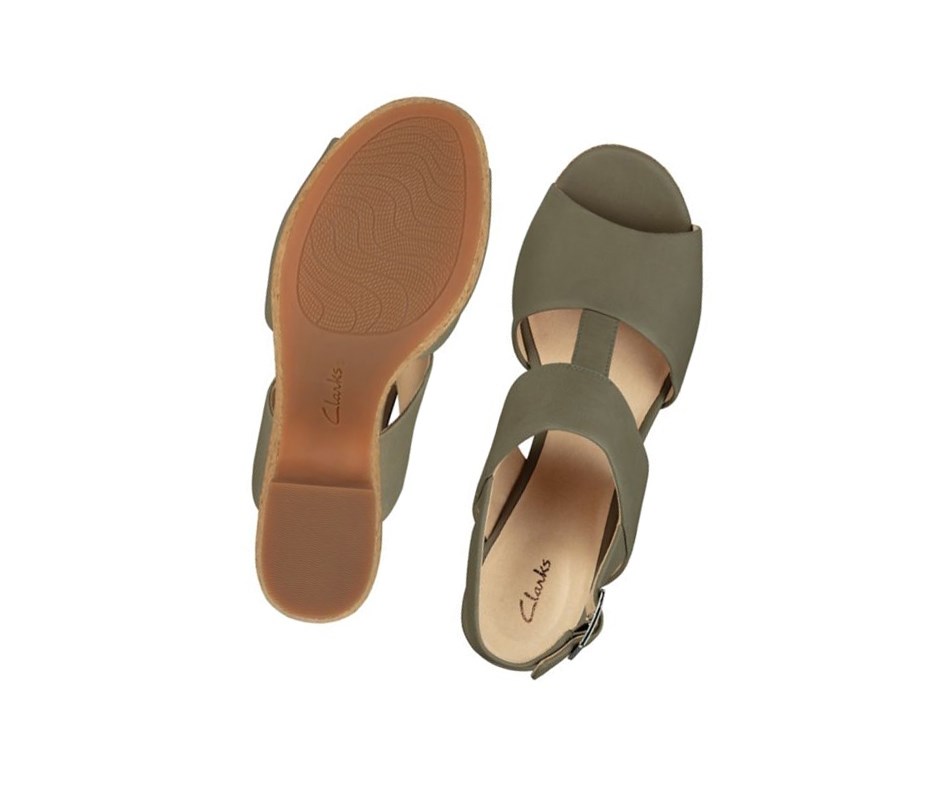 Clarks Maritsa Glad Wildleder Sandalen Absatz Damen Olivgrün | OFTK36752
