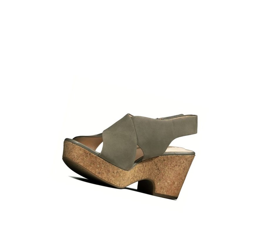 Clarks Maritsa Lara Nubuck Sandalen Absatz Damen Olivgrün | BENP83015