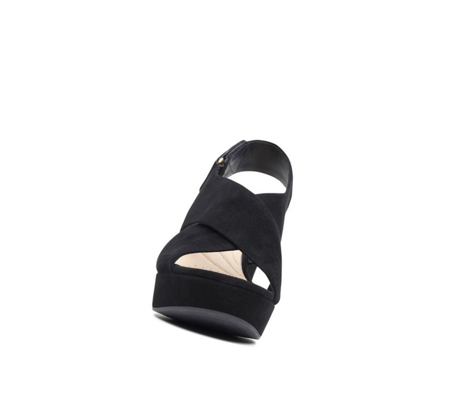Clarks Maritsa Lara Wildleder Keilabsatz Sandalen Damen Schwarz | NCMO41896