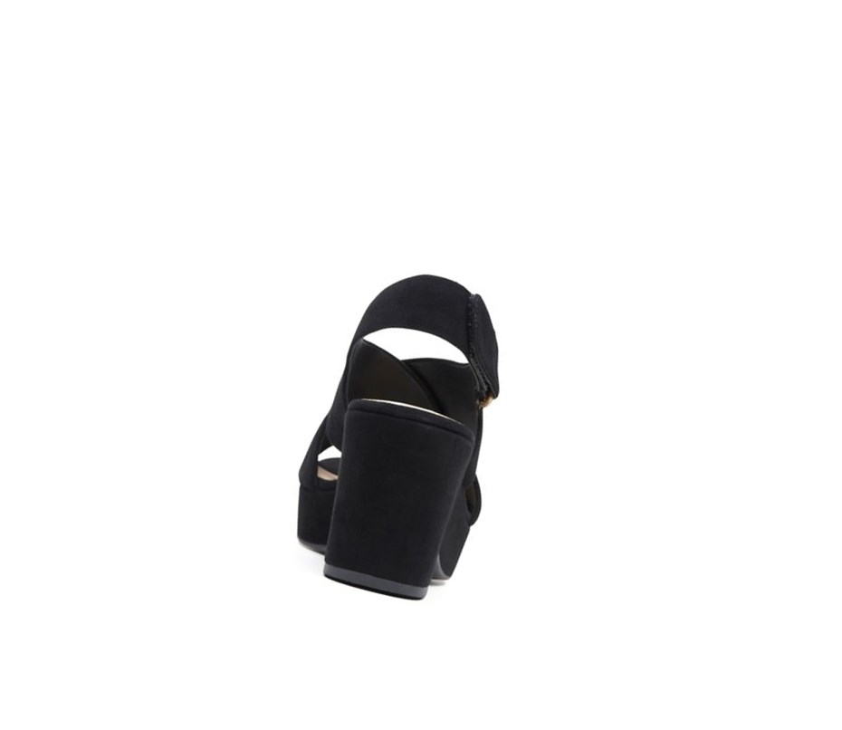 Clarks Maritsa Lara Wildleder Keilabsatz Sandalen Damen Schwarz | NCMO41896