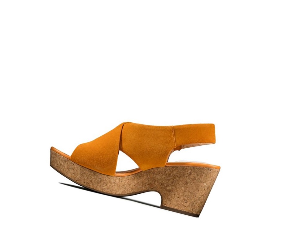 Clarks Maritsa Lara Wildleder Keilabsatz Sandalen Damen Orange | UGAN10682