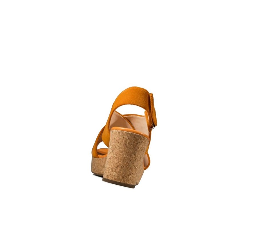 Clarks Maritsa Lara Wildleder Keilabsatz Sandalen Damen Orange | UGAN10682