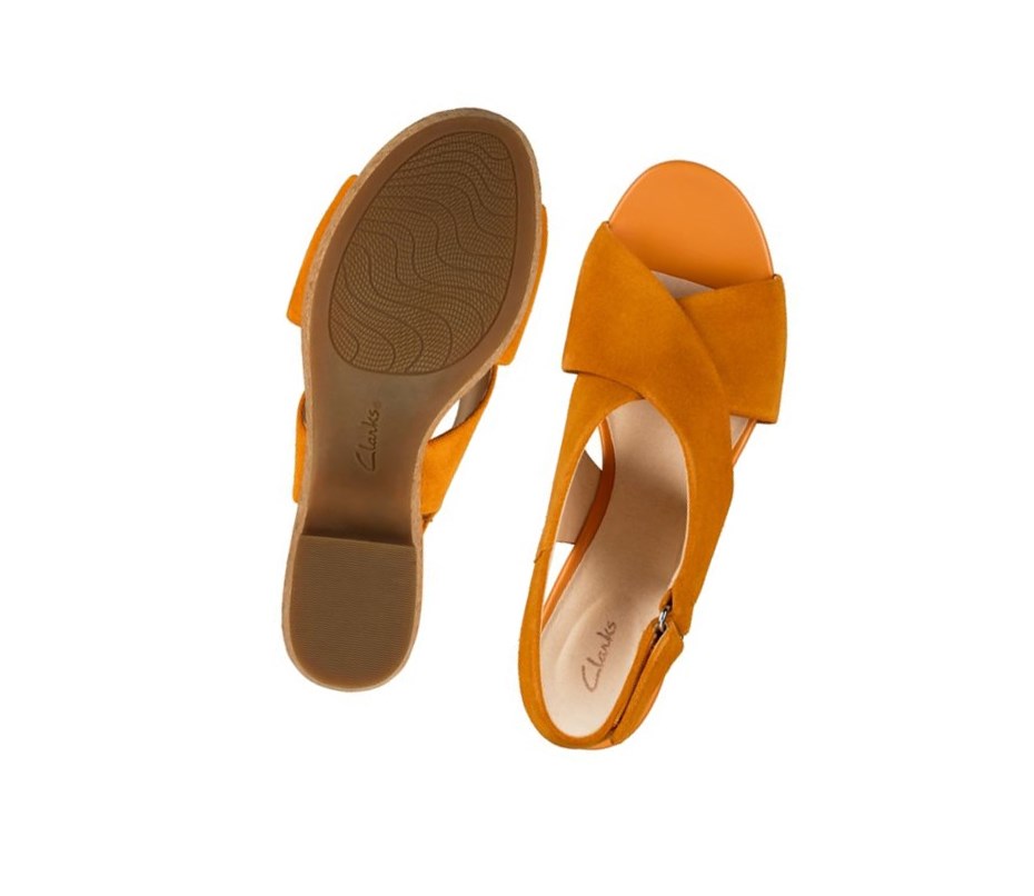 Clarks Maritsa Lara Wildleder Keilabsatz Sandalen Damen Orange | UGAN10682