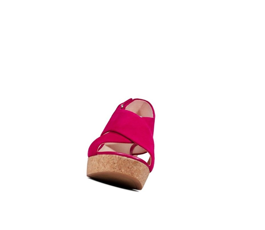 Clarks Maritsa Lara Wildleder Keilabsatz Sandalen Damen Fuchsie | XCZT15473