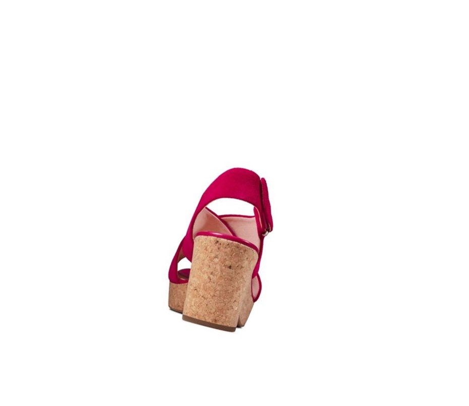 Clarks Maritsa Lara Wildleder Keilabsatz Sandalen Damen Fuchsie | XCZT15473