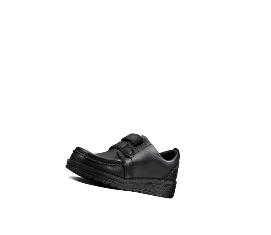 Clarks Mendip Bright Leder Schulschuhe Jungen Schwarz | NBKR18250