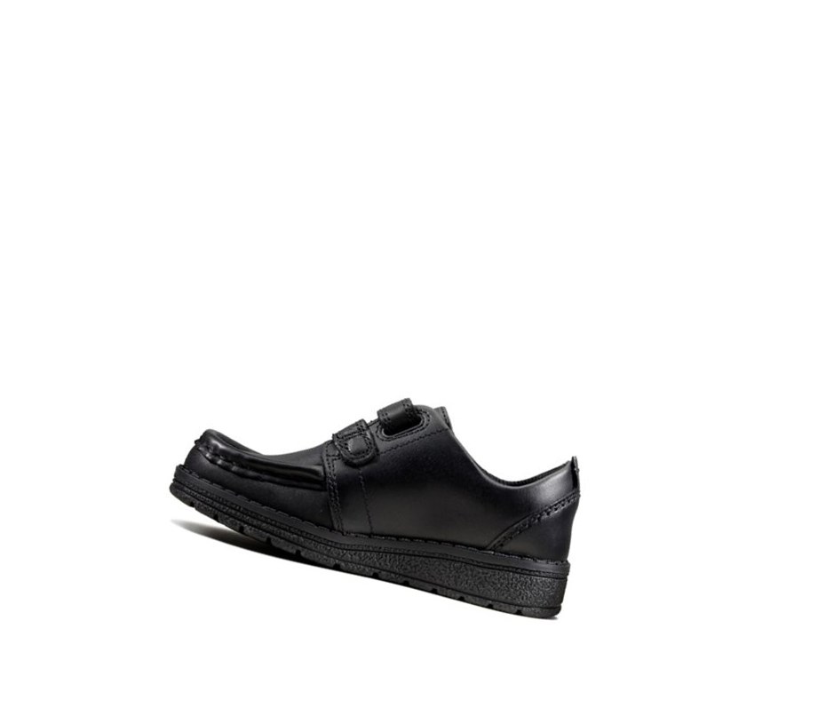 Clarks Mendip Bright Leder Schulschuhe Jungen Schwarz | NBKR18250
