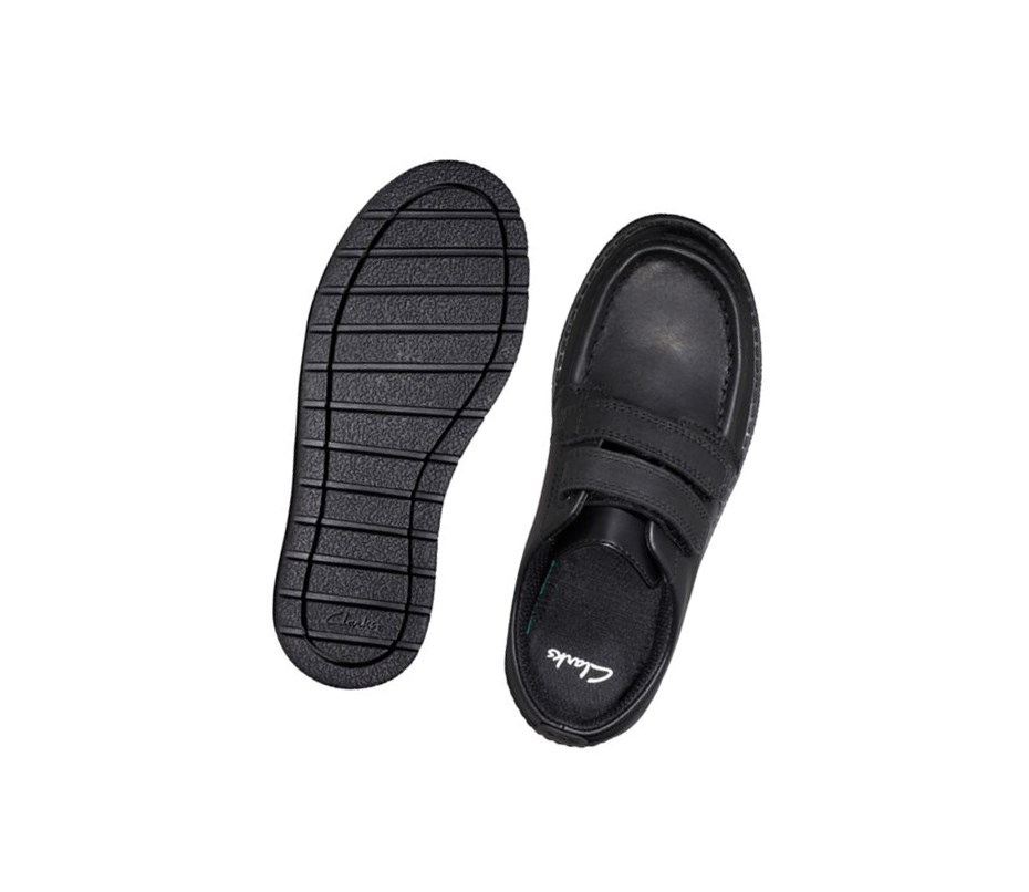 Clarks Mendip Bright Leder Schulschuhe Mädchen Schwarz | XFBM51802