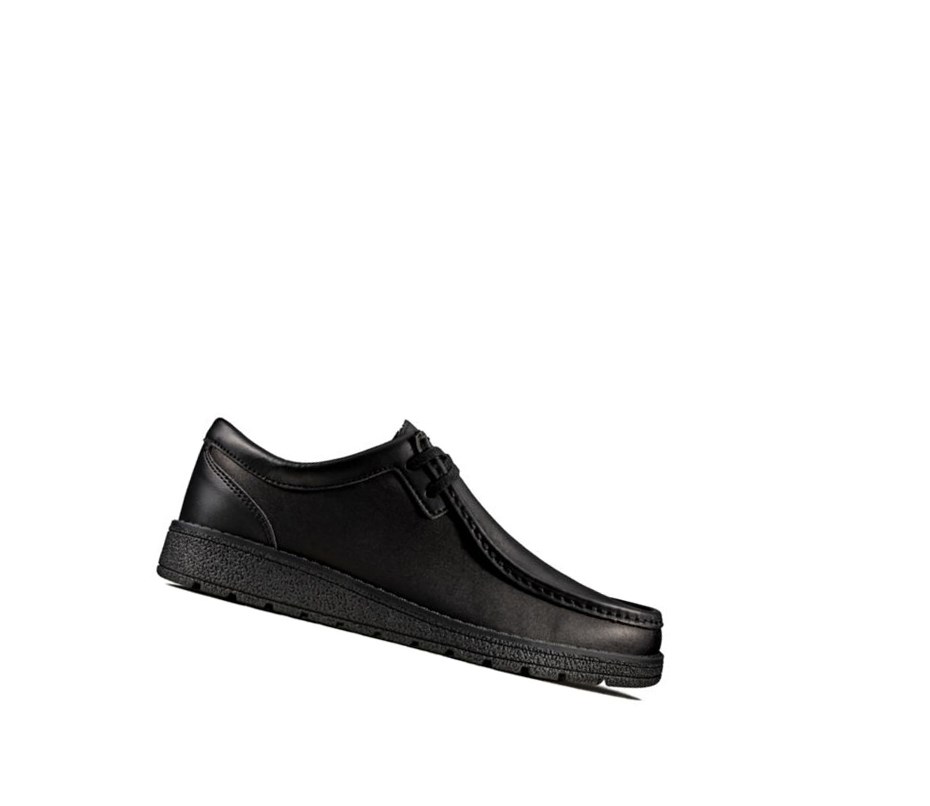 Clarks Mendip Craft Leder Schulschuhe Jungen Schwarz | CYXO25168