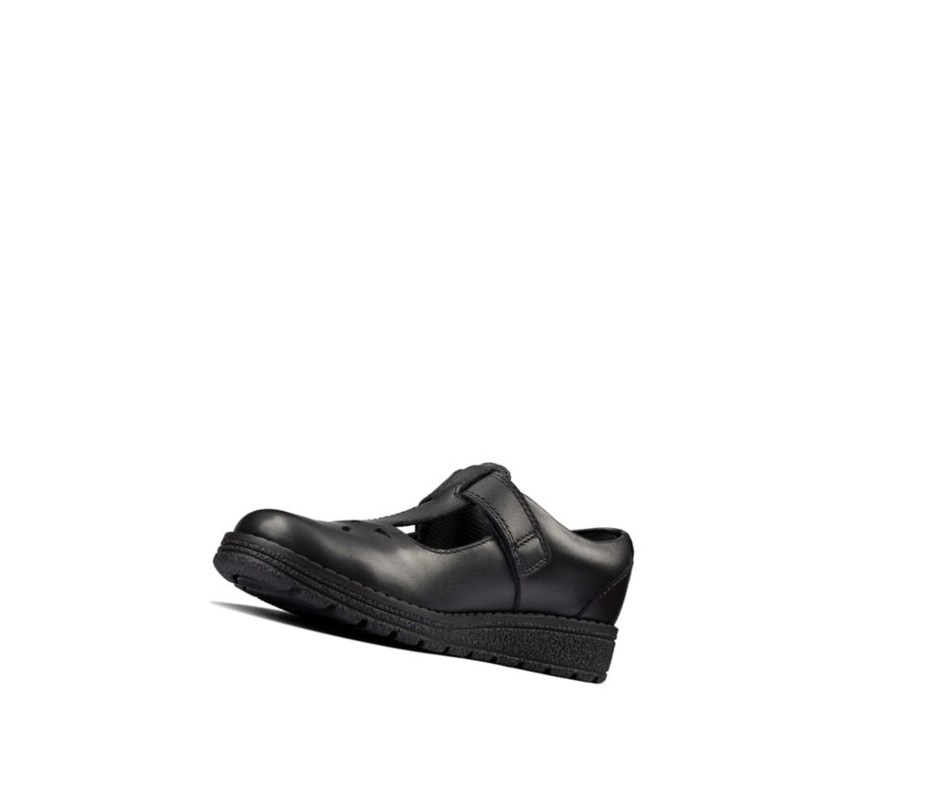 Clarks Mendip Joy Leder Schulschuhe Mädchen Schwarz | CINR87164