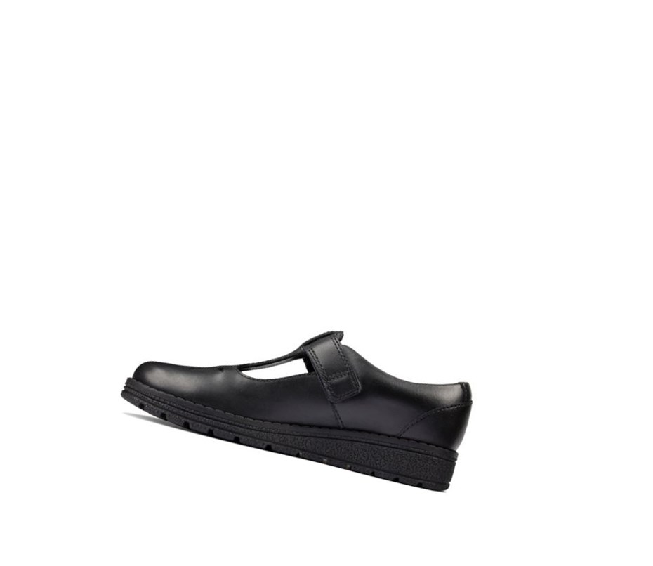 Clarks Mendip Joy Leder Schulschuhe Mädchen Schwarz | CINR87164