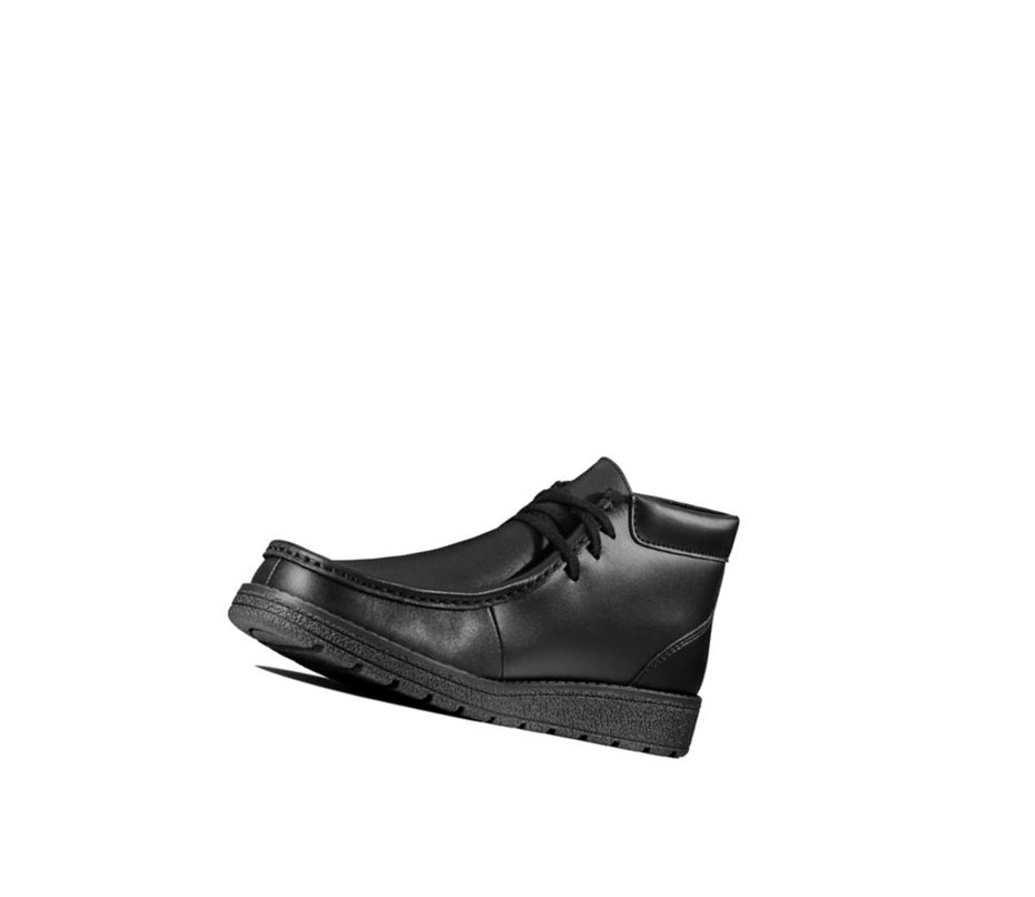 Clarks Mendip Loop Leder Schulschuhe Jungen Schwarz | UHVM27943