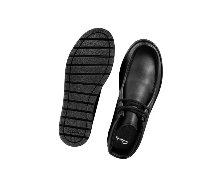 Clarks Mendip Loop Leder Schulschuhe Jungen Schwarz | UHVM27943