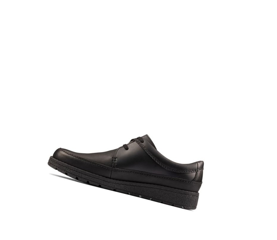 Clarks Mendip Weaver Leder Schulschuhe Jungen Schwarz | EWZX30728