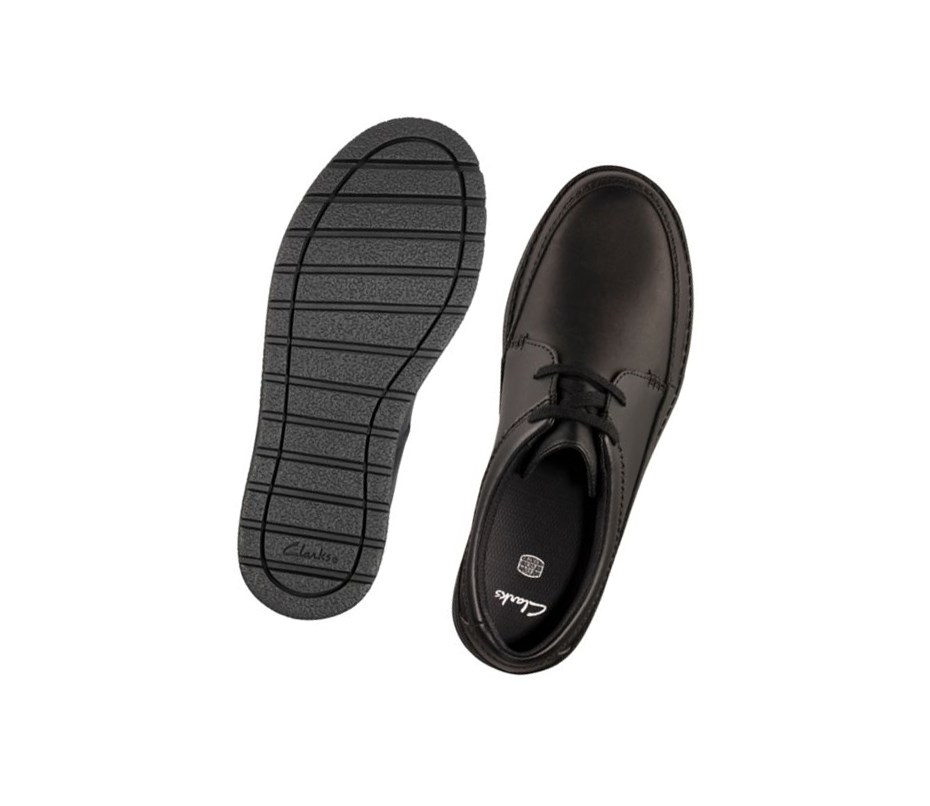 Clarks Mendip Weaver Leder Schulschuhe Jungen Schwarz | EWZX30728