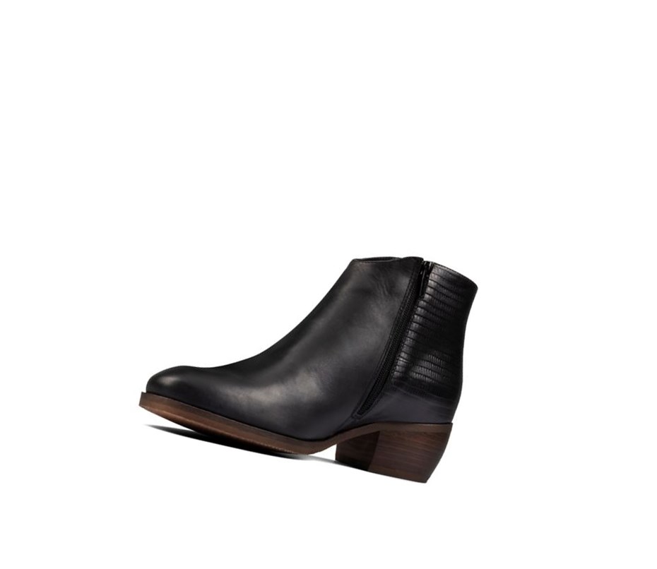Clarks Mila Myth Leder Stiefeletten Damen Schwarz | DMET34826