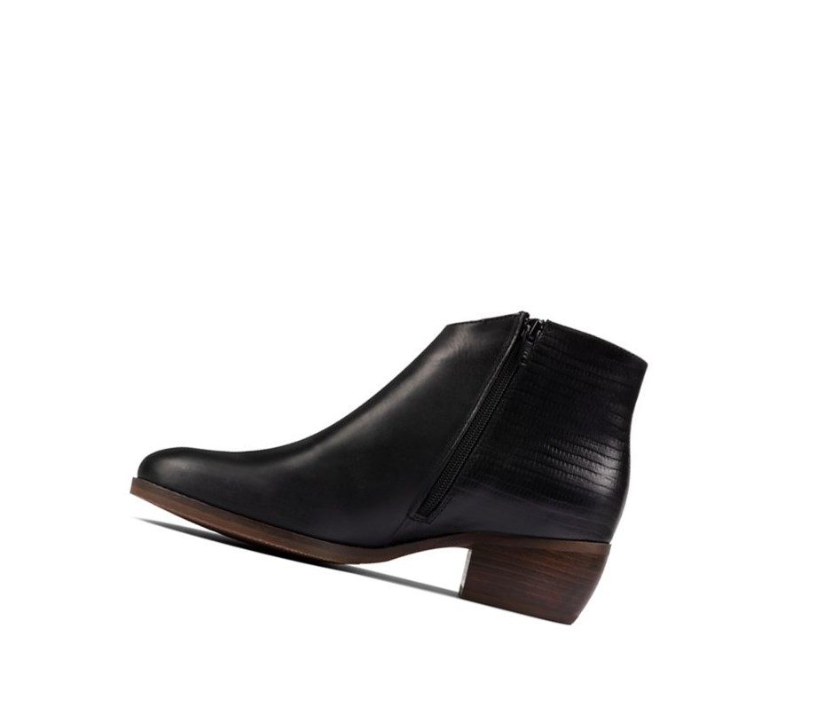 Clarks Mila Myth Leder Stiefeletten Damen Schwarz | DMET34826