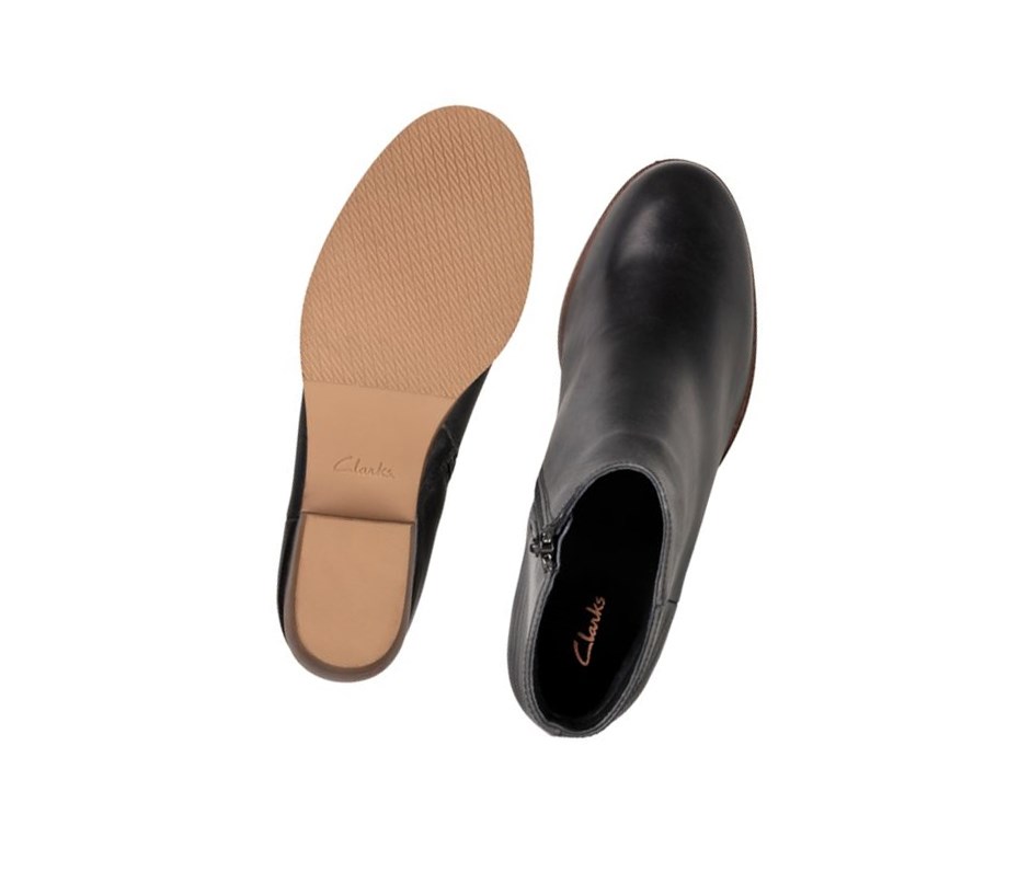 Clarks Mila Myth Leder Stiefeletten Damen Schwarz | DMET34826