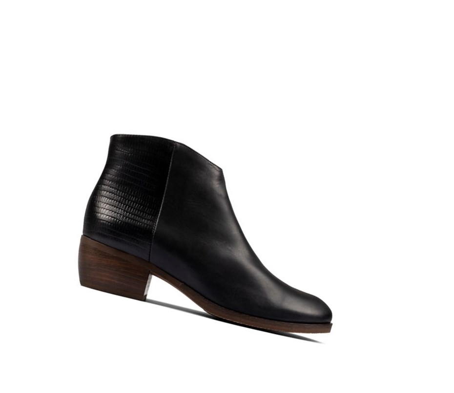 Clarks Mila Myth Leder Stiefeletten Damen Schwarz | DMET34826