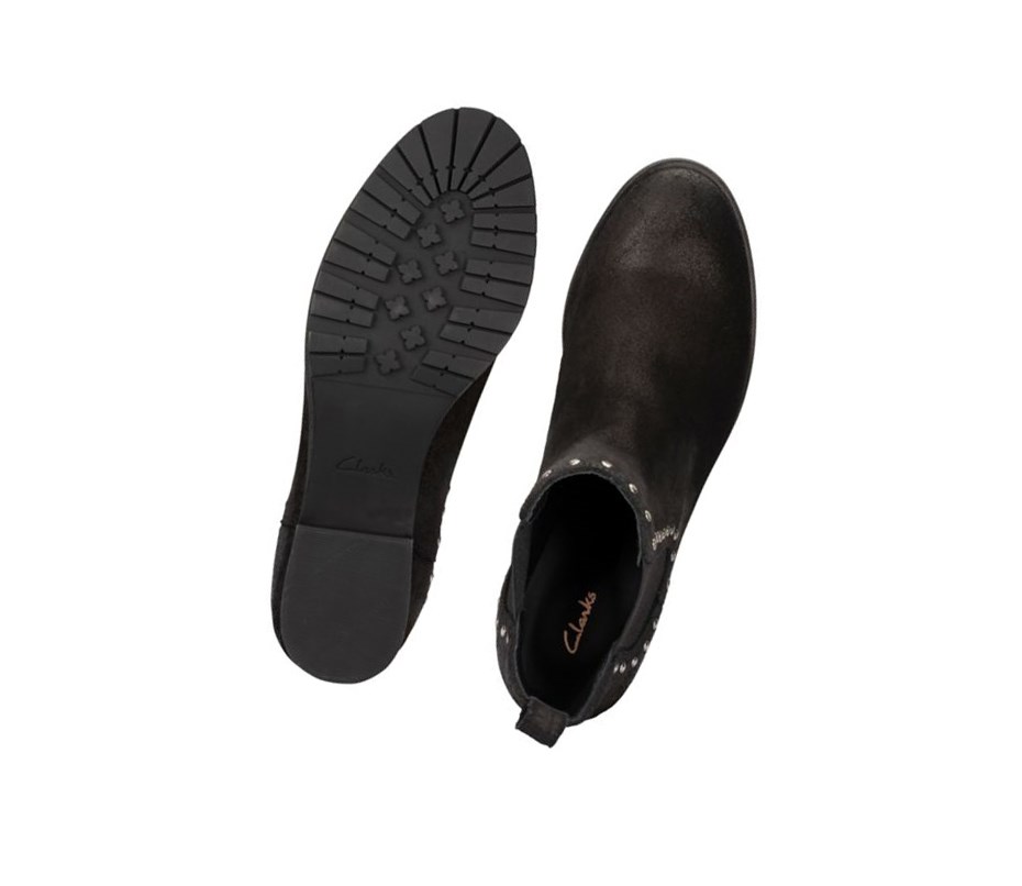 Clarks Mila Top Leder Chelsea Boots Damen Schwarz | EKHL35961