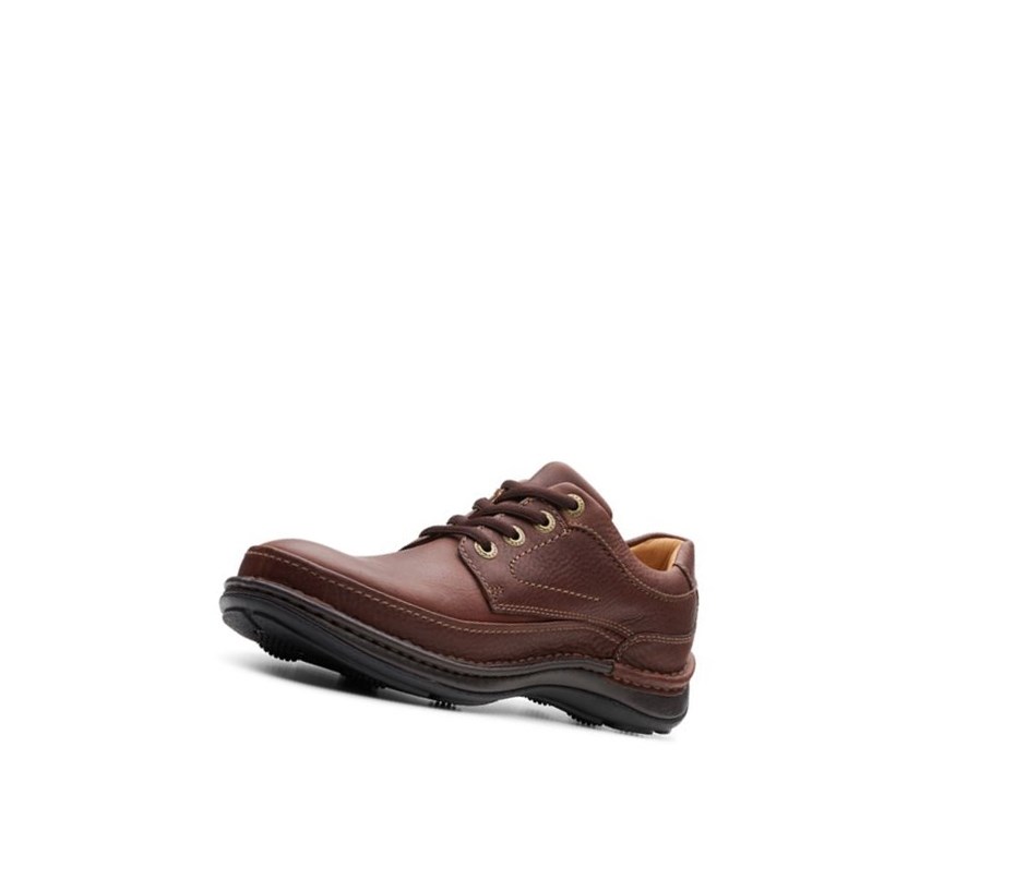 Clarks Nature Three Leder Lederschuhe Herren Tiefesbraun | GDET15768