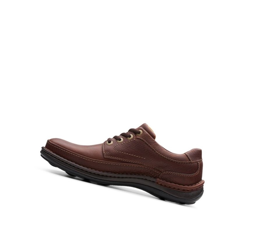 Clarks Nature Three Leder Lederschuhe Herren Tiefesbraun | GDET15768