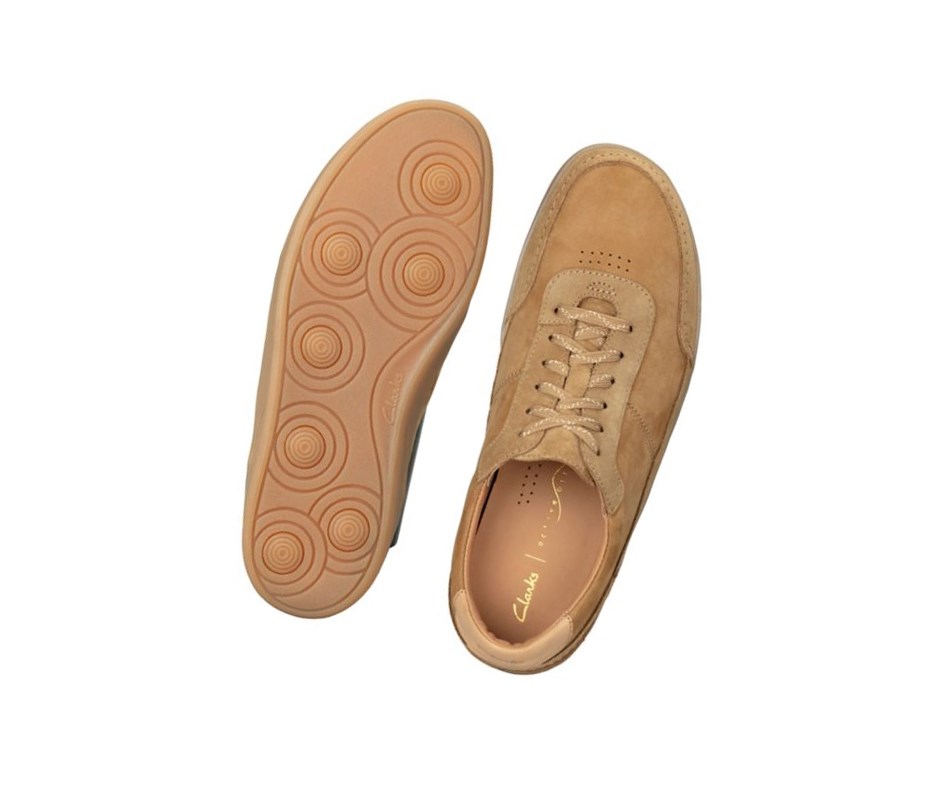 Clarks Oakland Run Leder Sneakers Herren Braun | JQPF28476