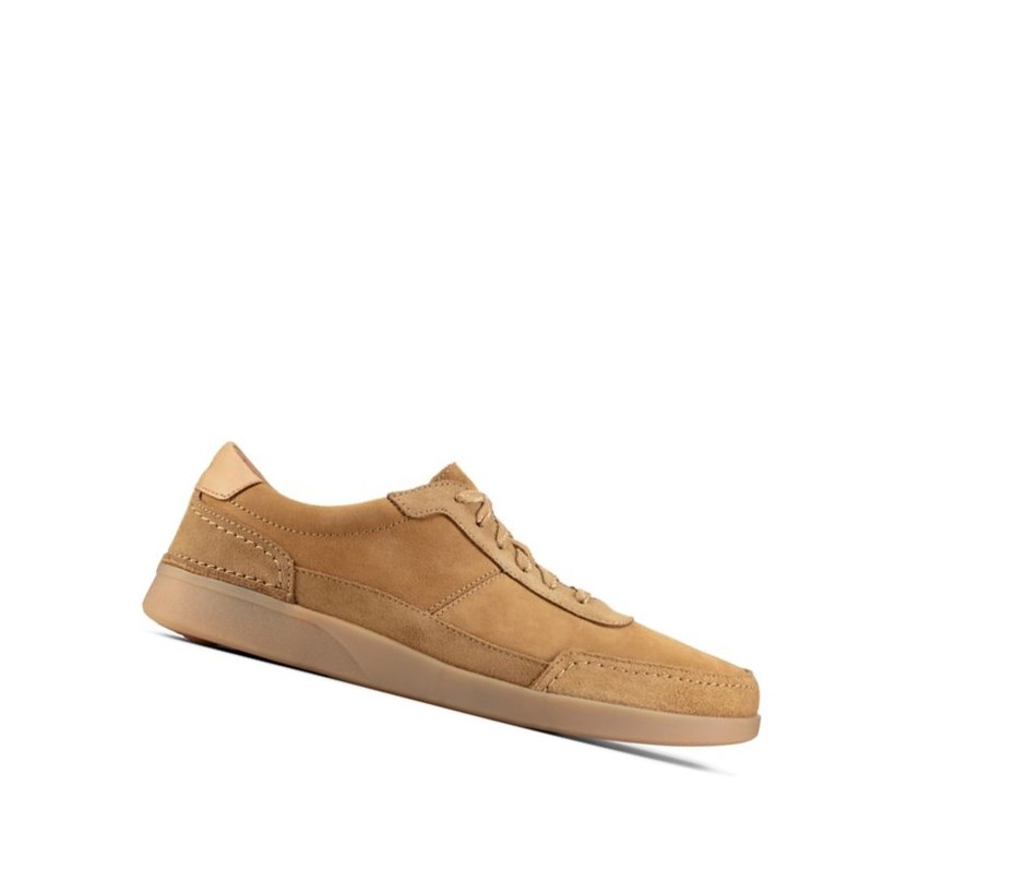 Clarks Oakland Run Leder Sneakers Herren Braun | JQPF28476