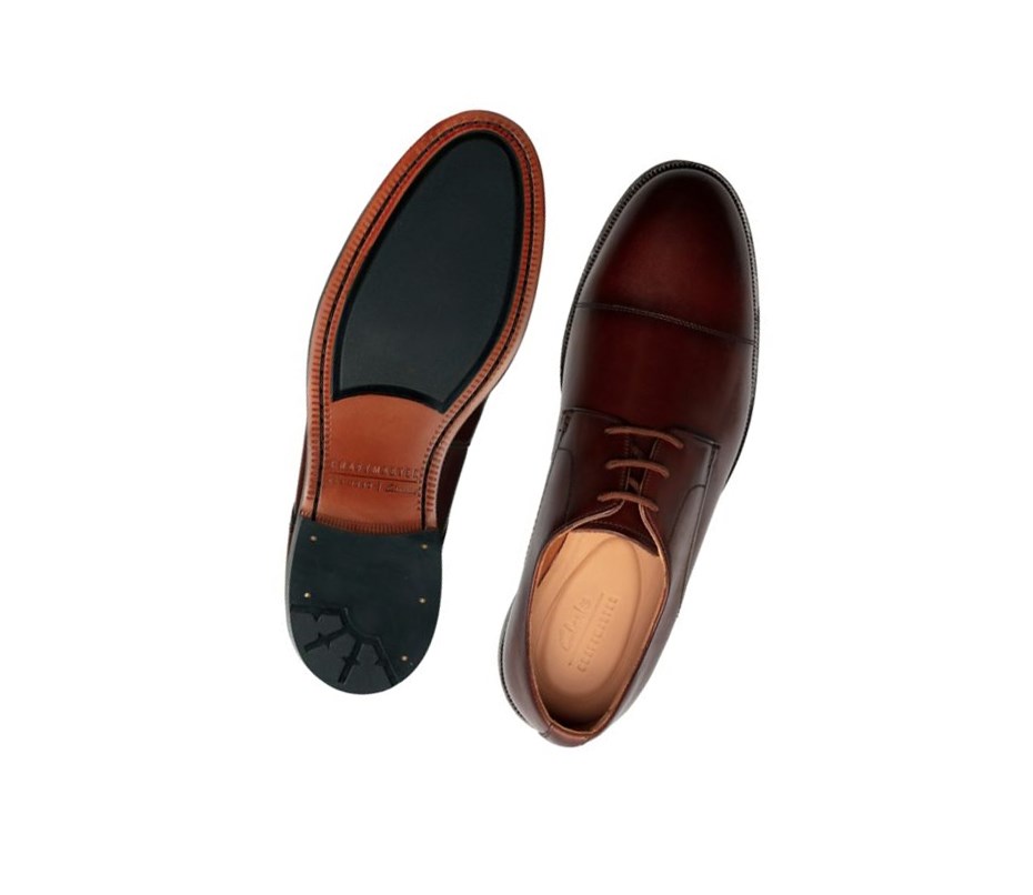 Clarks Oliver Cap Leder Weite Fit Lederschuhe Herren Braun | ACJL28470