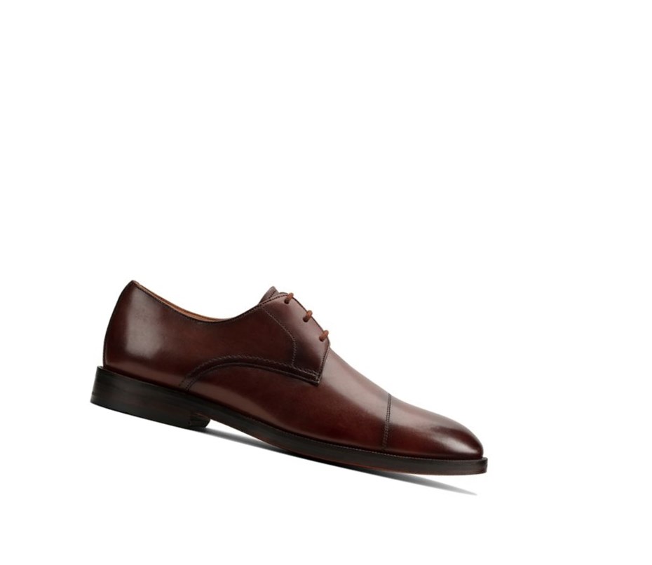 Clarks Oliver Cap Leder Weite Fit Lederschuhe Herren Braun | ACJL28470