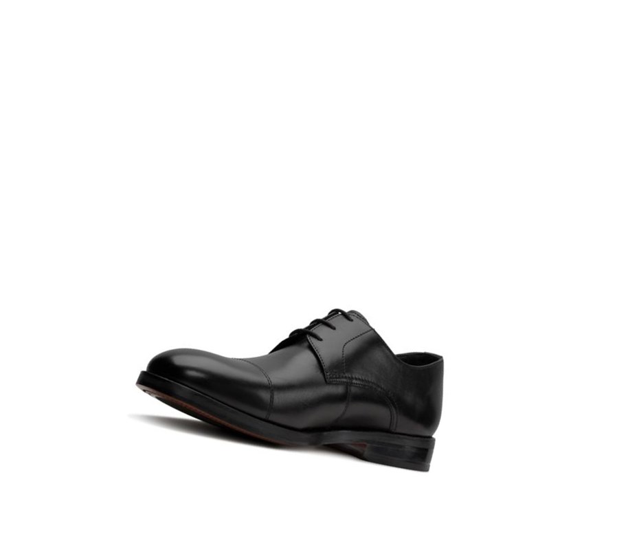 Clarks Oliver Cap Leder Weite Fit Lederschuhe Herren Schwarz | VKXM68175