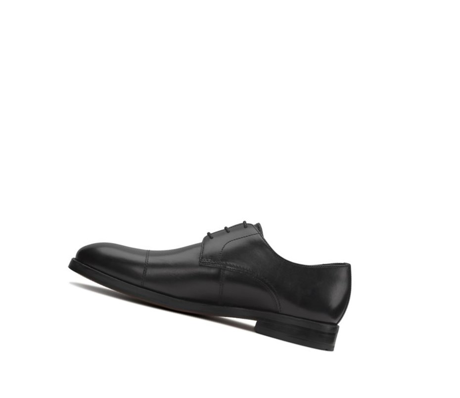 Clarks Oliver Cap Leder Weite Fit Lederschuhe Herren Schwarz | VKXM68175