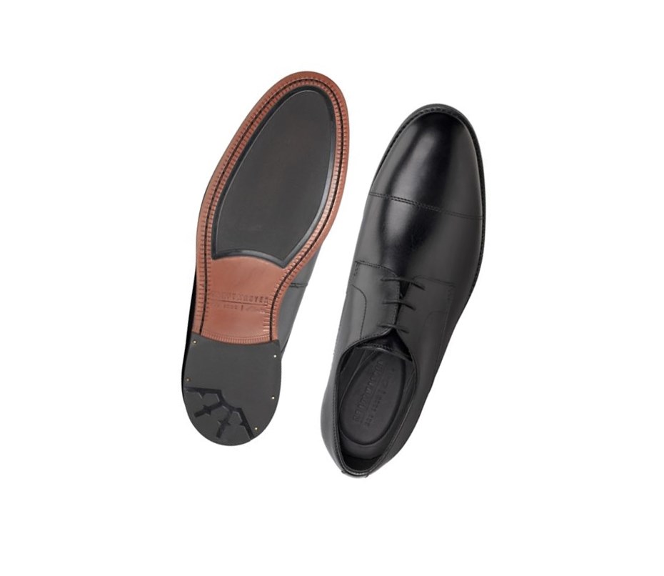 Clarks Oliver Cap Leder Weite Fit Lederschuhe Herren Schwarz | VKXM68175